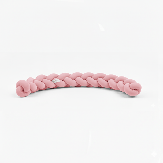 Tour De Lit Tressé Rose Poudré à 3 Brins