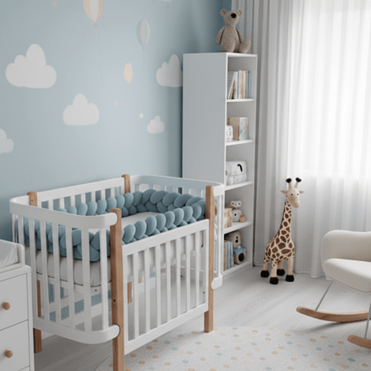 Tour De Lit Tresse Bleu Clair à 3 Brins